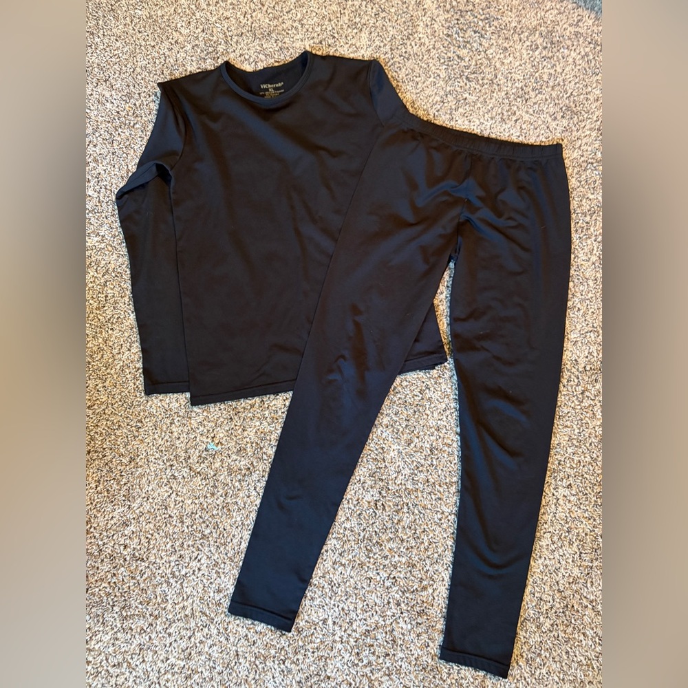 Kids Black Thermal Set - Comfortable Long Sleeve Top & Pants